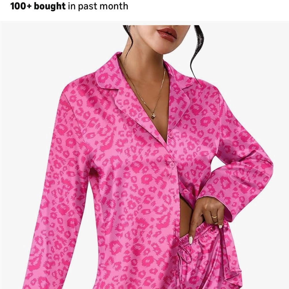 Pink Leopard Print Pajama Set